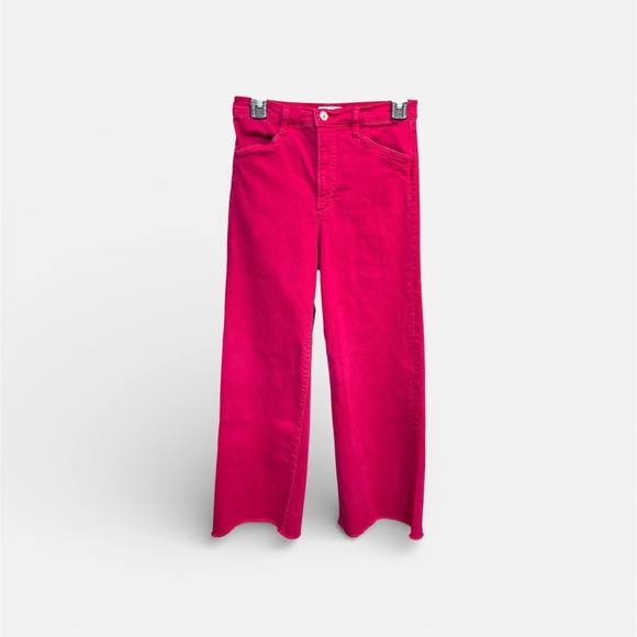 Favorite Daughter Denim - Favorite Daughter The Mischa Super High Rise Wide Leg Ankle Pink Peacock 27